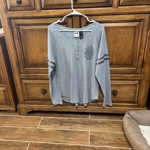 Harley-Davidson Gray Thermal Button-Detail Top